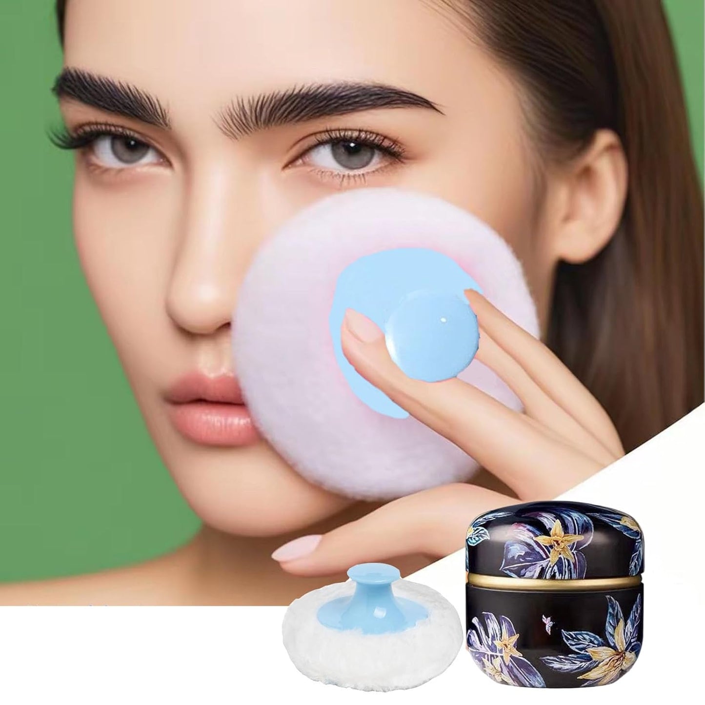 Body Powder Puff and Container, 3.35" Portable Dusting Powder Container with Soft Puff Loose Powder Case Box Jar with Lids for Baby Women Home and Travel Use-Velvo Beauty