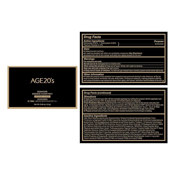 AGE20'S Signature Essence Pact SPF 50+ | Pack of 1 | 31 Medium Tan | Cream Foundation, Dewy Finish, Natural Coverage | Korean Cushion Foundation-Velvo Beauty