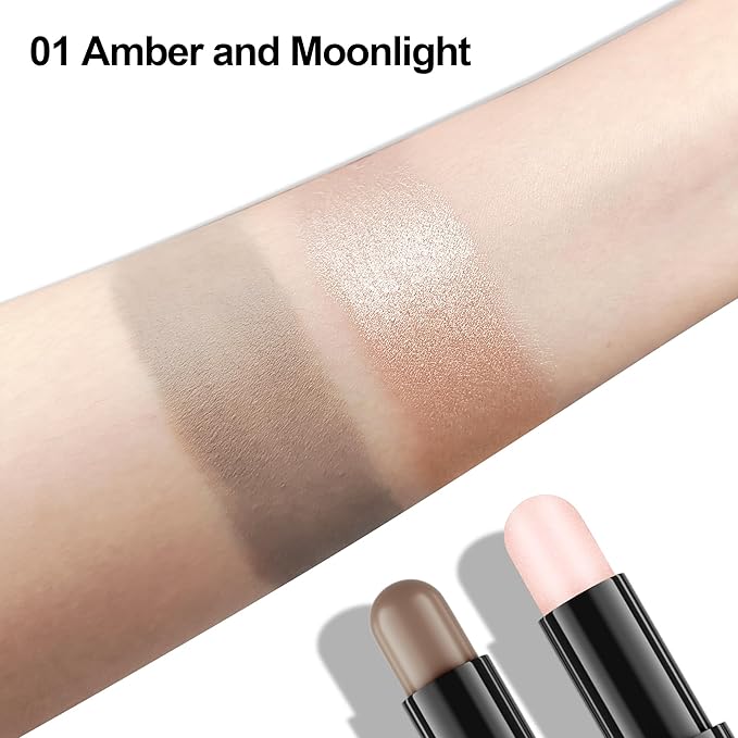 FV Cool Toned Contour Stick, Double-ended Contour and Highlighter Stick, Long Lasting & Lightweight Contour Stick Makeup with Natural Finish, Waterproof and Creamy Texture for Face Shaping, 01-Velvo Beauty