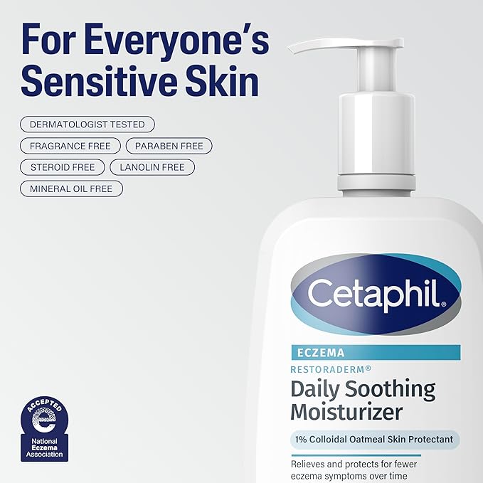CETAPHIL RESTORADERM Soothing Moisturizer, For Eczema Prone Skin, 10 fl oz, For Dry, Itchy, Irritated Skin, 24Hr Hydration, No Added Fragrance, Doctor Recommended Sensitive Skincare Brand-Velvo Beauty