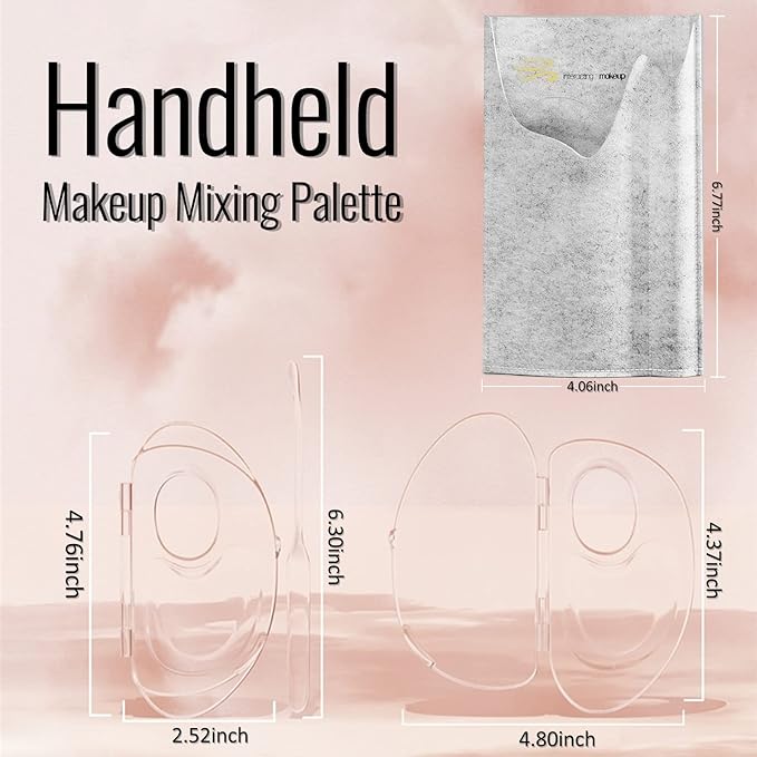 Erinde Handheld Makeup Mixing Palette, Acrylic Transparent Mixing Foundation Tray for Makeup Artist and Beginner, Lipstick Eyeshadow Foundation Color Test Art nail Palette With Foundation Spatula-Velvo Beauty