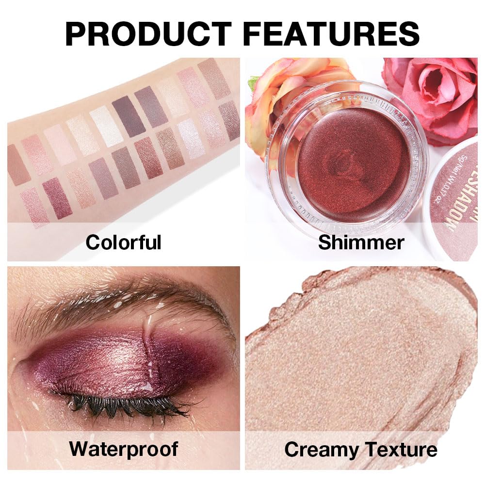 Cream Glitter Sand Shimmer Metallic Eyeshadow Palette Makeup, Natural Single Mini Instant Holographic Eyeshadow For Women, Sombras Crema Para Ojos, Talc, Paraben & Cruelty Free, 25-Velvo Beauty
