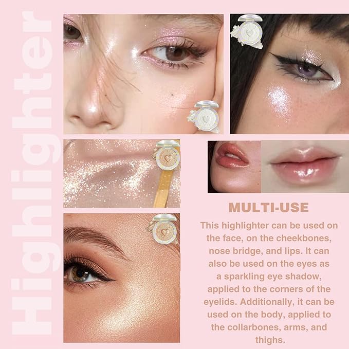 Glitter Sparkly Face Highlighter Makeup Palette Shimmer Radiant Glow Illuminator Iluminadores Palette 6g (02 Twilight Champagne)-Velvo Beauty