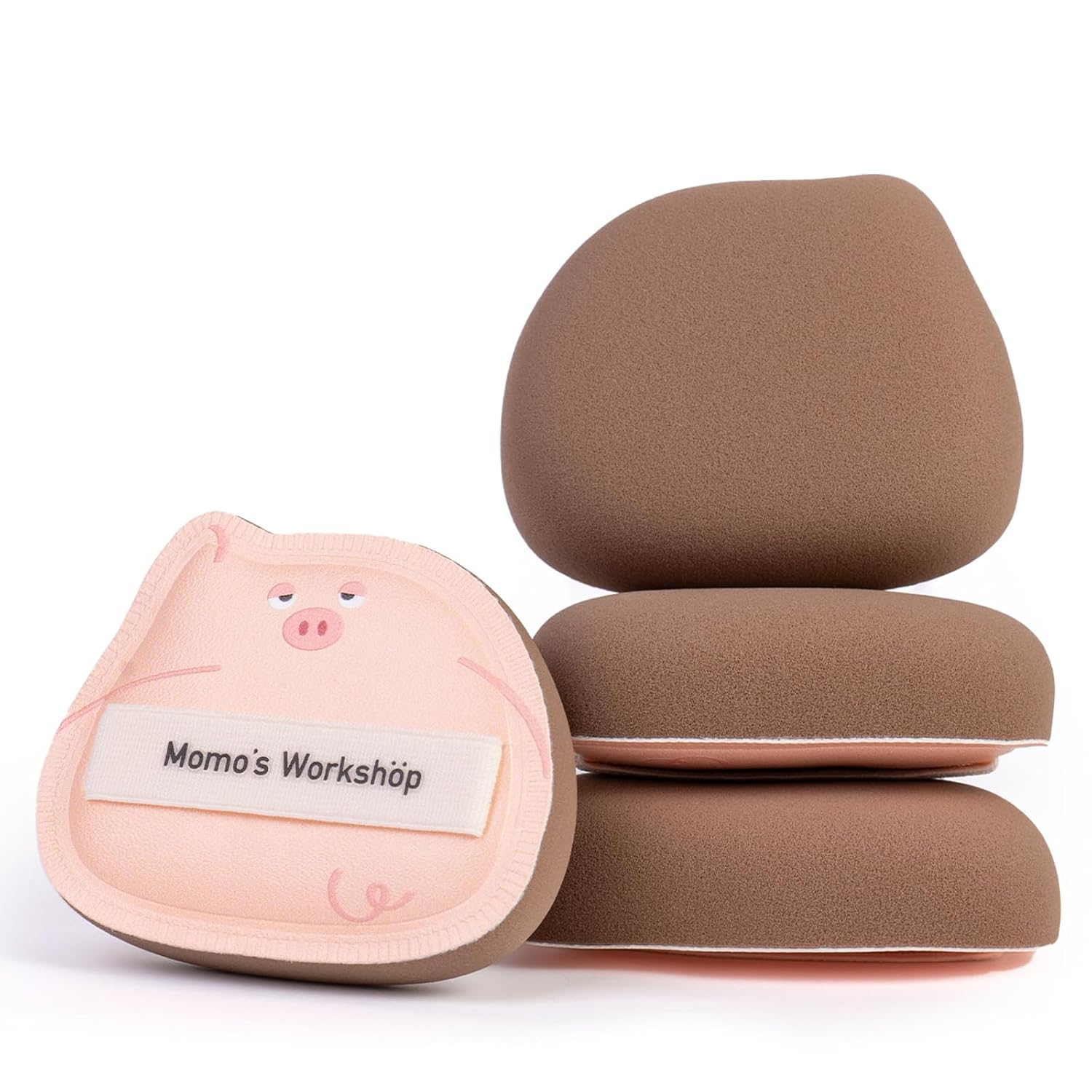 Sleepy Pig Puffs, Makeup Sponges Set, Dry&Wet Dual-Use Foundation Sponge - Hydrophilic Polyurethane, Expands 1.3x When Wet for Cream Foundation/Liquid Blush/Highlighter,2pcs Puffs & Storage Case-Velvo Beauty