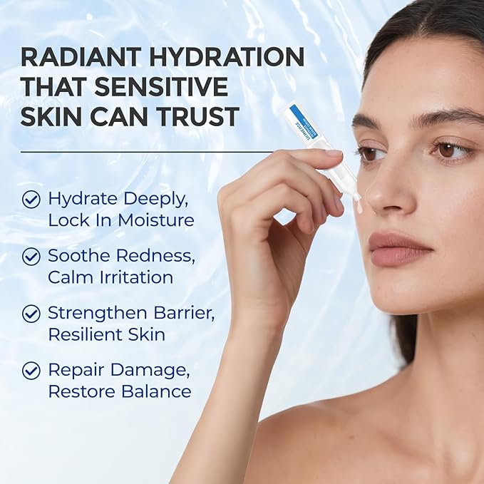 Intensive Repair Serum, 15%Hyaluronic Acid for Sensitive Skin Anti Aging Ultra Hydrating Serum for Face Calming Barrier Repair Redness Relief with Ceramides Centella 30Vials Daily Travel Care-Velvo Beauty
