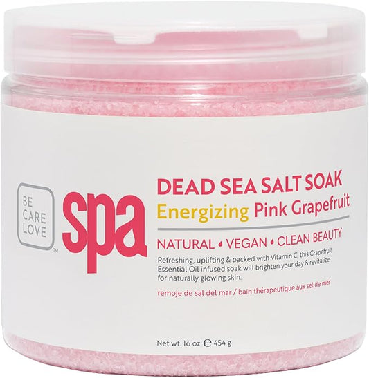 BCL SPA Dead Sea Salt Soak - bath salt with organic Pink Grapefruit, Shae Butter, Arnica, Aloe Vera juice, Chamomile, Argan oil & Jojoba oil skin exfoliator - Home/Professional use 16 fl oz-Velvo Beauty