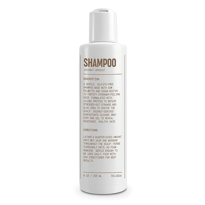 Blu Atlas Men's Natural Shampoo – Organic, Sulfate-Free, Paraben-Free – Deep Cleansing & Hydrating – Coconut Apricot Scent – Made in America – 8 oz-Velvo Beauty