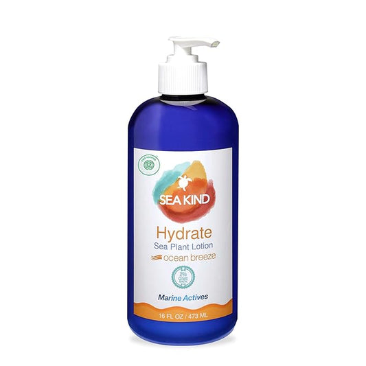All Natural Hydrate Ocean Breeze Sea Plant Hand and Body Lotion for Women and Men, Essential Oil Scent, 16 Fl Oz, Non Comedogenic, Vegan Moisturizer for Dry and Sensitive Skin, No Parabens-Velvo Beauty