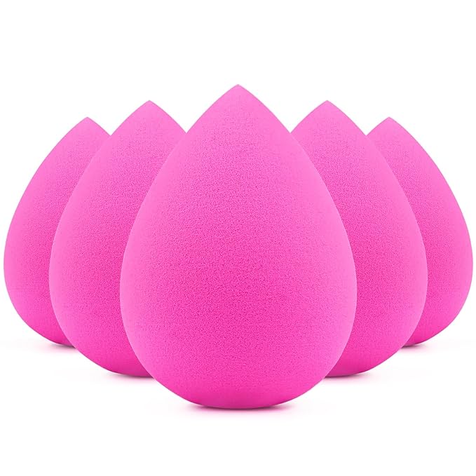 BEAKEY 5 Pcs Makeup Sponges, Latex-Free Beauty Sponge for Flawless Liquid, Cream, and Powder Application, Rose Pink Sponges-Velvo Beauty