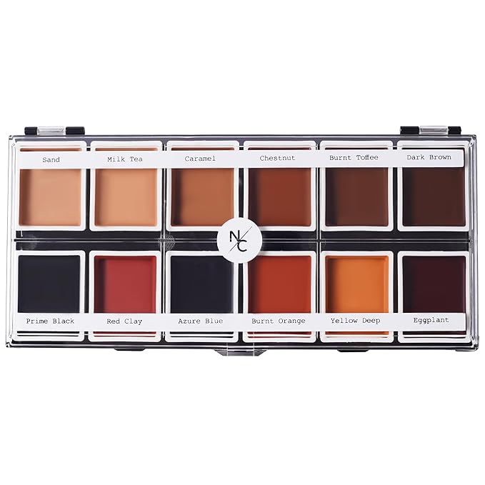 12 Color Dark Flesh Tone Alcohol Activated Makeup Palette for Special Effects - Waterproof Dark Flesh Tone Makeup for Professional Makeup Artists-Velvo Beauty