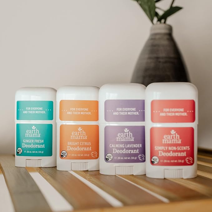 Earth Mama Mini Deodorant Travel Set | Safe for Sensitive Skin, Pregnancy and Breastfeeding, Contains Organic Calendula with No Fragrance Chemicals, No Baking Soda or Aluminum (4-Pack)-Velvo Beauty