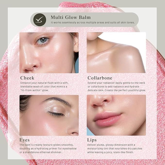 Multi Glow Balm, Cream Blush for Cheeks, Blush Balm Face Makeup, Radiant Finish, Hydrating, Creamy, Lightweight & Blendable Color, Face Makeup, 0.63 Oz (Peony Garden)-Velvo Beauty