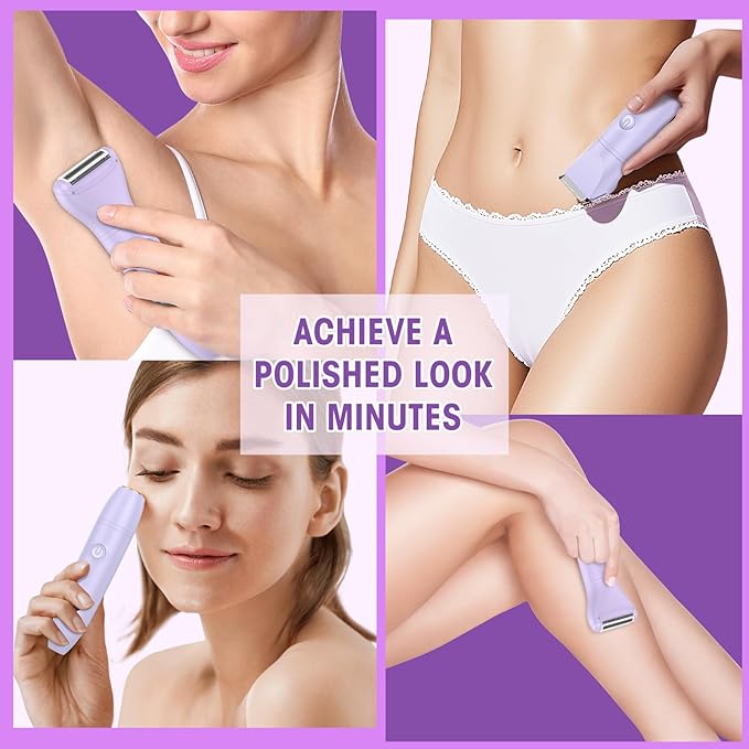 Lanumi 3 in 1 Bikini Trimmer for Women Rechargeable Electric Razors Wet/Dry Pubic Body Hair Trimmer Facial Hair Remover IPX6 Waterproof LCD Display-Velvo Beauty