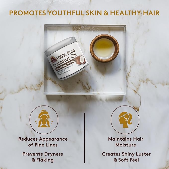 Okay 100% Pure Coconut Oil for Hair & Skin - Coconut Oil for Women & Men, Perfect for Hair & body, Natural Massage Oil & Moisturizer - 6 fl oz Jar (Pack of 1)-Velvo Beauty