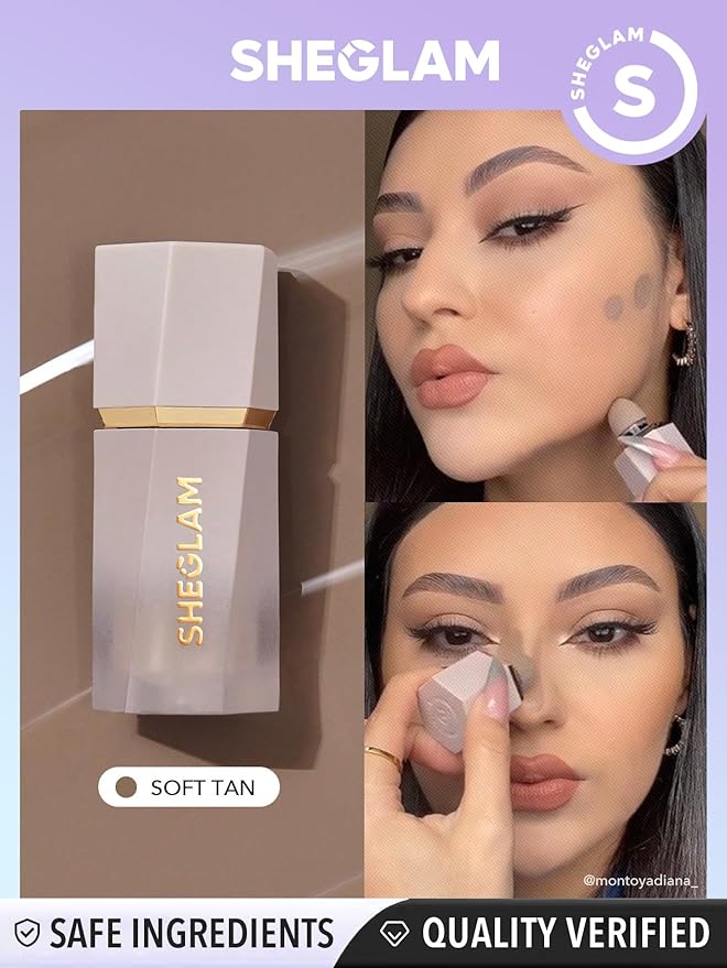 SHEGLAM Sun Sculpt Cool Toned Liquid Contour Stick Long Lasting Cream Bronzer Makeup - Soft Tan-Velvo Beauty