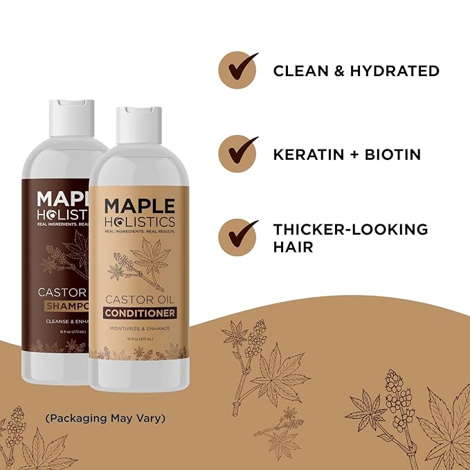 Castor Oil Shampoo and Conditioner Set - Jamaican Black Castor Oil Shampoo and Biotin Collagen Conditioner - Sulfate Free Shampoo and Conditioner for Fine Hair and Dry Scalp Care (Vanilla) -16 Fl Oz-Velvo Beauty