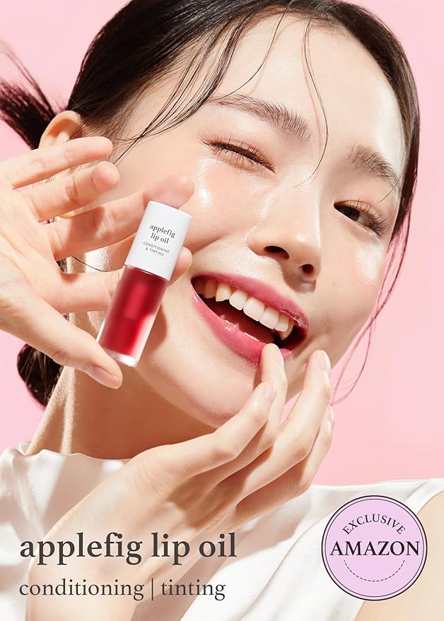 NOONI Korean Vegan Lip Oil - Applefig, 0.12 Fl Oz + Korean Lip Oil - Applecherry, 0.12 Fl Oz Bundle-Velvo Beauty