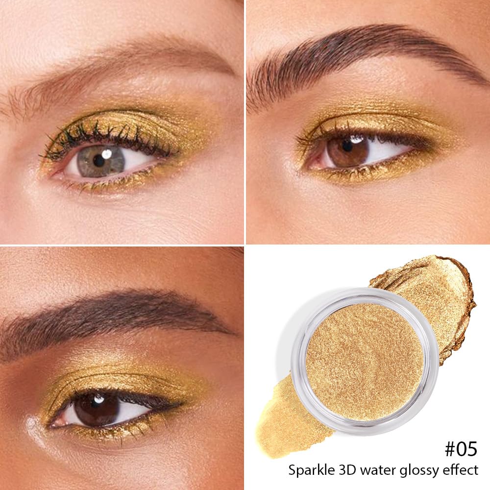 Cream Glitter Golden Yellow Shimmer Metallic Eyeshadow Palette Makeup, Natural Single Mini Instant Holographic Eyeshadow For Women, Sombras Crema Para Ojos, Talc, Paraben&Cruelty Free-Velvo Beauty