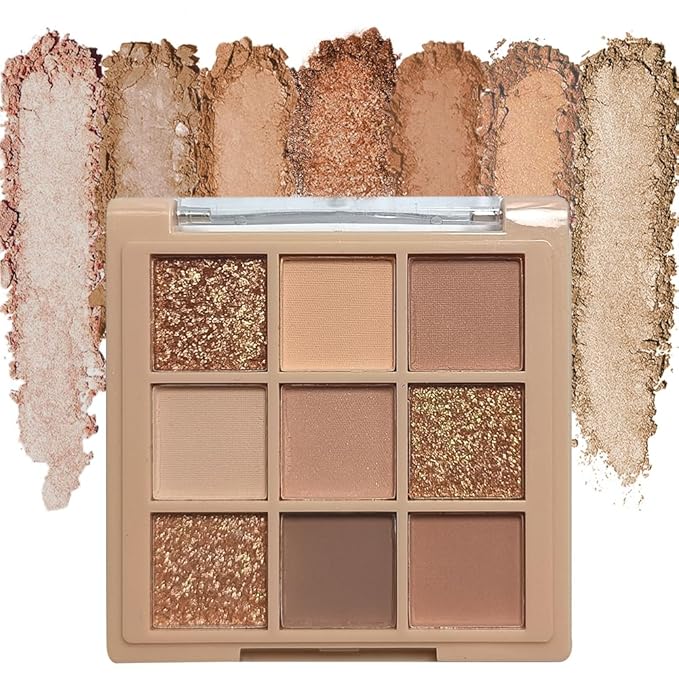Eyeshadow Palette Makeup- 9 Colors Naked Eyeshadow Palette Matte Shimmer Korean Natural Eye Shadow palettes Highly Pigmented Naturing-Looking Long Lasting (#01)-Velvo Beauty