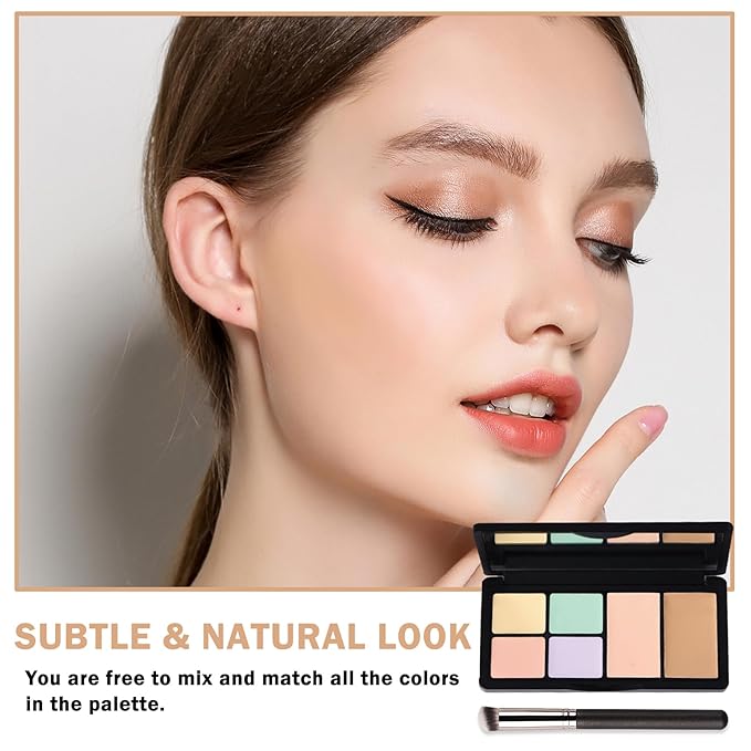 Color Corrector Palette Concealer Contour Palette Natural Brighten Long Lasting Highlighter Correcting Concealer Cream Foundation Palette For Flawless Skin Tone (Set A + Brush #270)-Velvo Beauty