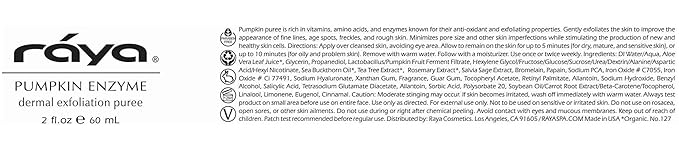 Raya Pumpkin Enzyme Facial Puree (127) | Gentle and Exfoliating Treatment for All Skin | Reduces Fine Lines and Minimizes Pore Size-Velvo Beauty