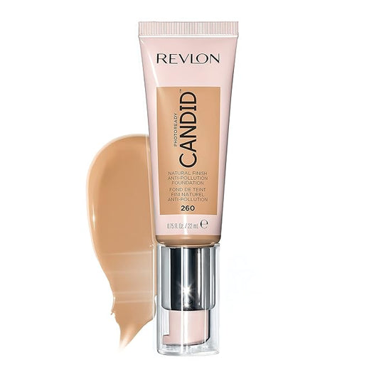 Revlon PhotoReady Candid Natural Finish Foundation, with Anti-Pollution, Antioxidant, Anti-Blue Light Ingredients, 260 Chai, 0.75 fl. oz.-Velvo Beauty