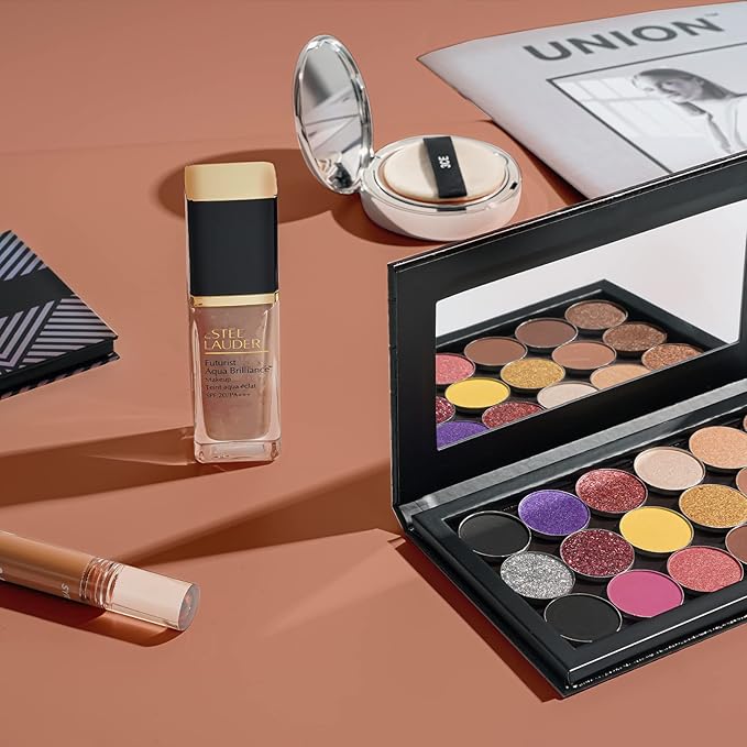 Lolalet 2 Pack Magnetic Makeup Palettes, Empty Magnetic Palette with Mirror for Eyeshadow Lip Color Blush Powder Highlighter Contour - Leather&Holographic-Velvo Beauty