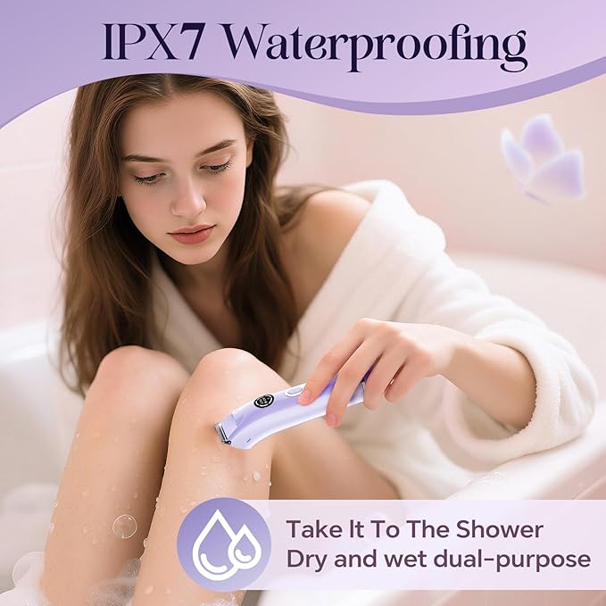 Bikini Trimmer for Women|Hair Removal Shaver - Painless Electric Razor, Cordless Body Shaver for Travel, Replaceable Lady Facial Razor|Trim Nasal/Eyebrows, IPX7 Waterproof&Easy Cleaning, Ceramic Blade-Velvo Beauty