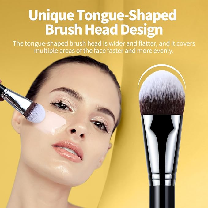 EIGSHOW Flat Foundation Brush, Large Face Makeup Brush with Soft Dense Synthetic Bristles for Blending Liquid Cream Powder (F628)-Velvo Beauty