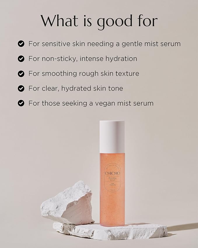 CHICHO Boosting Serum - Korean Face Spray Essnece with 88% Sage Leaf Water Vitamin B12 Niacinamide - Glow Skin Hydrating Sensitive Skin Vegan Clean Formula, 3.38 fl.oz.-Velvo Beauty