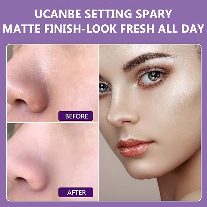 Long Lasting Makeup Setting Spray Kit- 6.76 Fl oz Hydrating Matte Finish Mist Lightweight Face Make up Fixer +Travel Size Spray Bottle+Sponge Puff Makeup Set-Velvo Beauty