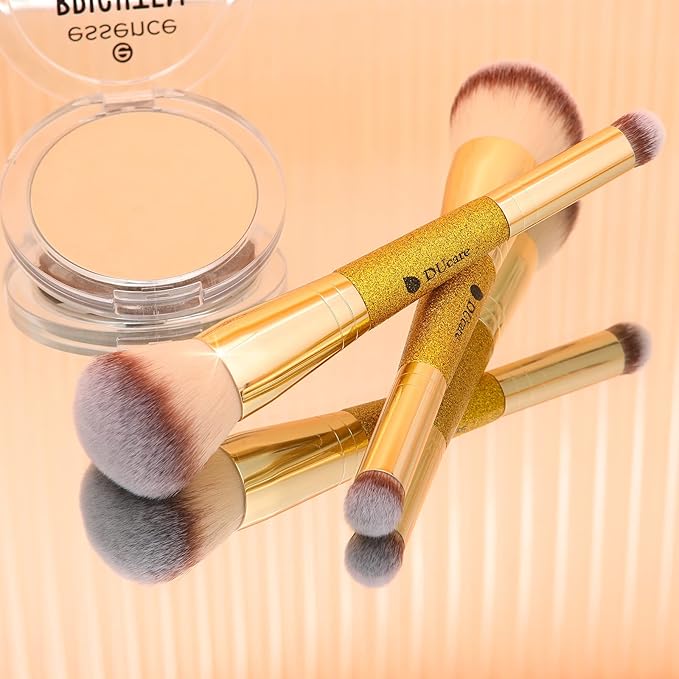 DUcare Powder Concealer Brush Foundation Makeup Brushes Double Ended Perfect for Rounded Taperd Liquid, Cream, Powder,Blending, Buffing-Velvo Beauty