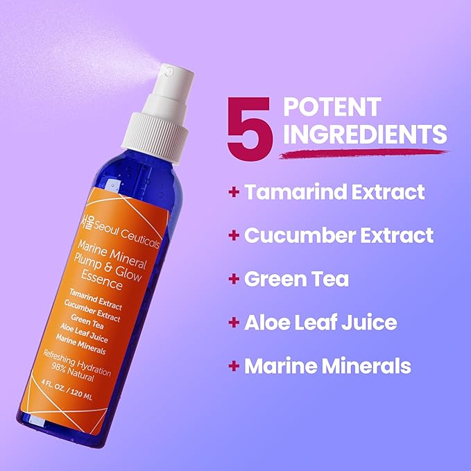 SeoulCeuticals Korean Skin Care Essence Toner - K Beauty Skincare Spray Mist For Face Contains Cucumber Extract and Marine Minerals + Organic Aloe - Get That Healthy Youthful Glow-Velvo Beauty