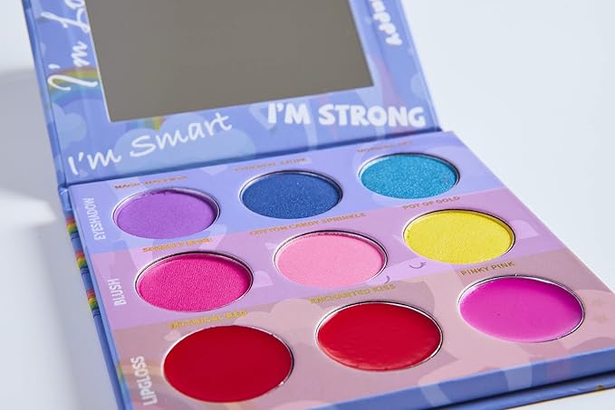 Unicorn All in One Makeup Palette With 9 Colors: 3 Eyeshadows 3 Shimmer Blush And 3 Lip-Gloss - "Amazon Exclusive" Natural Non Toxic kids girls teen pre-teen-Velvo Beauty