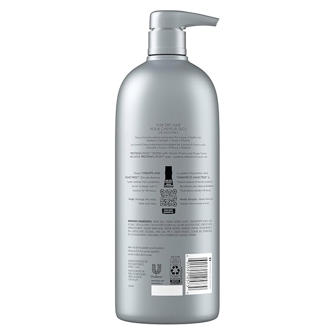 Nexxus Therappe Moisturizing Shampoo Ultimate Moisture for Dry Hair Silicone-Free, Moisturizing ProteinFusion with Elastin Protein and Green Caviar 33.8 oz-Velvo Beauty