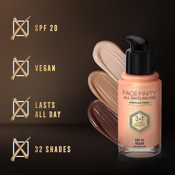 Max Factor Facefinity All Day Flawless 3 In 1 Foundation SPF 20, No. 85 Caramel (81377984)-Velvo Beauty