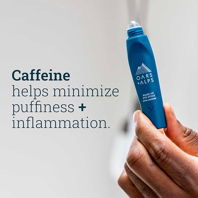 Oars + Alps Wake Up Eye Roller and Eye Depuffer, Dermatologist Tested Skin Care Infused with Caffeine and Aloe Vera, TSA Friendly, 0.5 Oz-Velvo Beauty