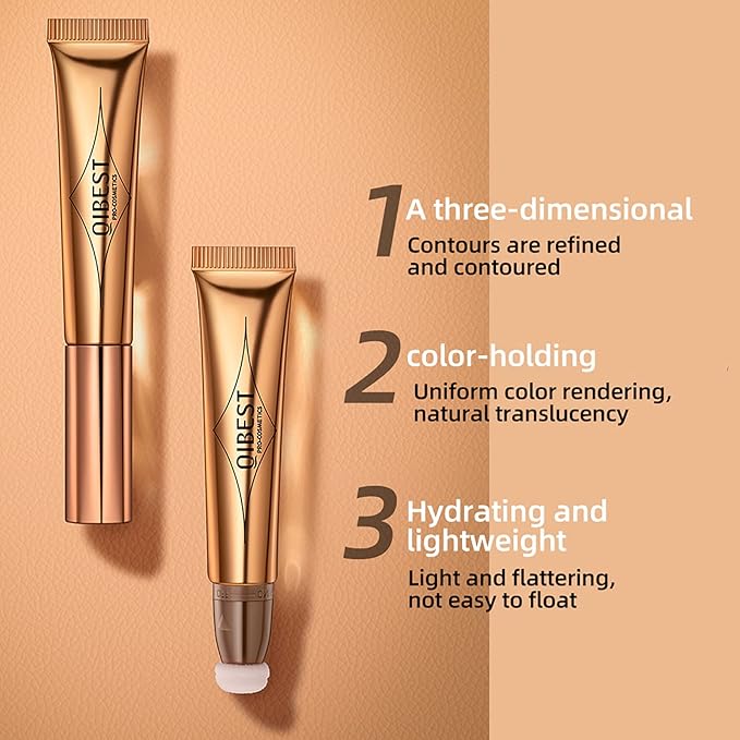 3 Pcs Beauty Wand For Liquid Contour Highlighter and Blush Rouge with Cushion Applicator Attached Easy to Blend, Lightweight Blendable Super Silky Cream Face Illuminator Makeup Stick-Velvo Beauty