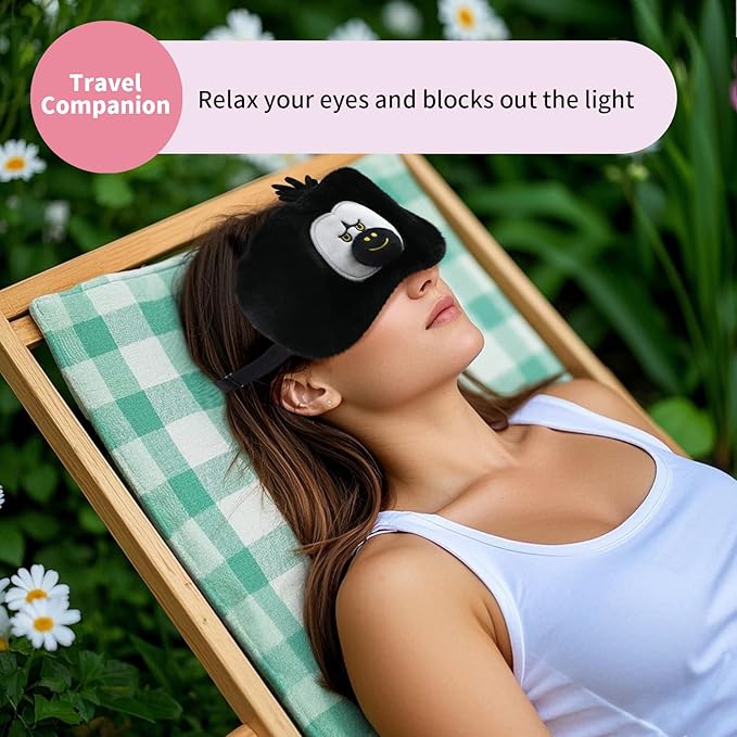PERFECTSIGHT Sleep Eye Masks, Cute Plush Sleep Eye Cover Lightweight Adjustable Eyeshade Faux Fur Mask Cover for Women Men Sleep Travel Nap, Orang-Velvo Beauty