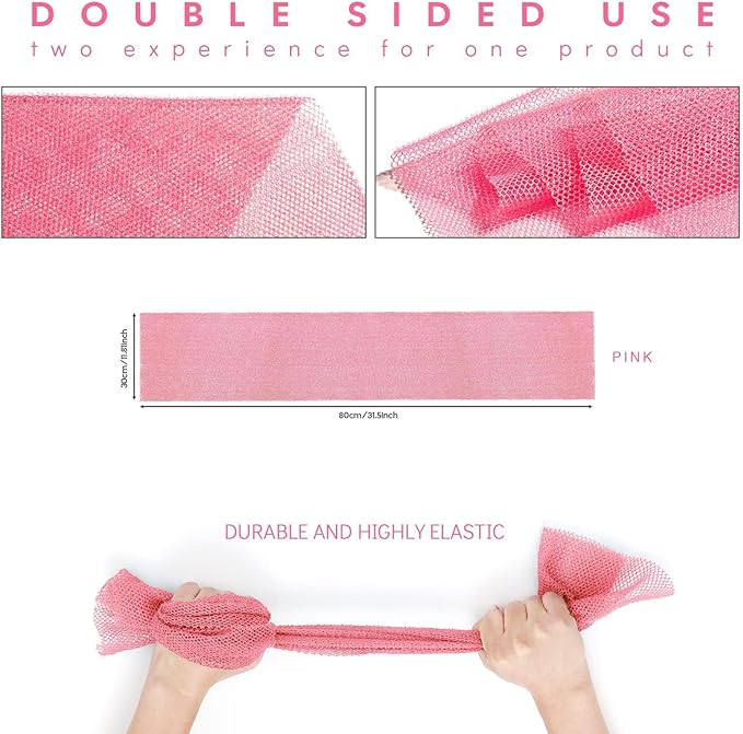 UJFQBH African Net Sponge African Net Long Net Bath Sponge Exfoliating Shower Body Scrubber Back Scrubber Skin Smoother,Great for Daily Use (Pink)-Velvo Beauty
