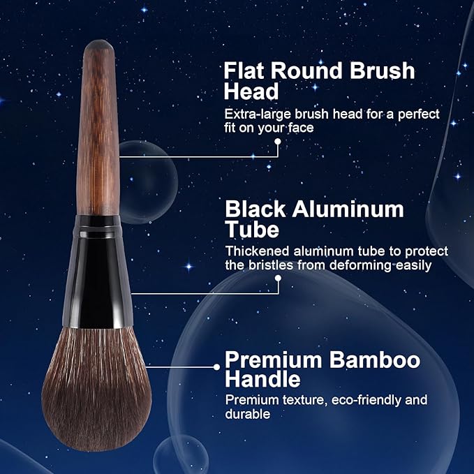 Large Bamboo Mineral Powder Brush, Fluffy Foundation Makeup Brush Kabuki Brushes with Soft Synthetic Bristles for Loose & Pressed Powder, Liquid, Cream, Buffing, Blending, Vegan & Cruelty-Free Tool-Velvo Beauty