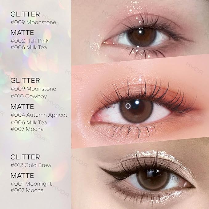 KYDA Single Glitter Eyeshadow, Metallic Silver Eyeshadow, Ultra-fine Lightweight Powder, Sparkling Blendable Formula, Daily Glossy Eyes Makeup, Cold Brew-Velvo Beauty