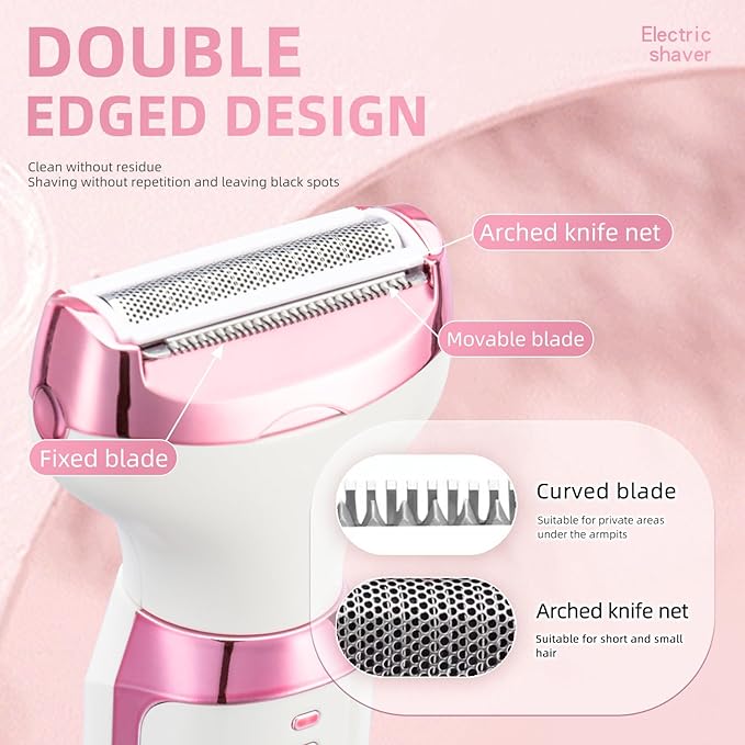 Electric Razor for Women 5 in 1 Rechargeable Painless Body Razors and Facial Hair Remover for Bikini Leg Body Face Underarm-Velvo Beauty
