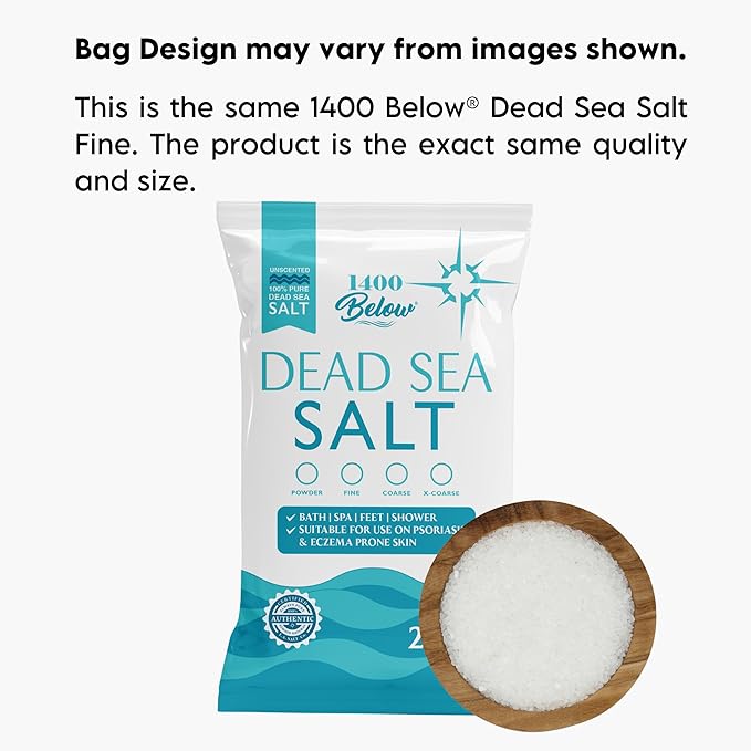 LA Salt Co.'s 100% Pure and Natural Dead Sea Salt Bulk 55 lb bag, Fine Grain-Velvo Beauty
