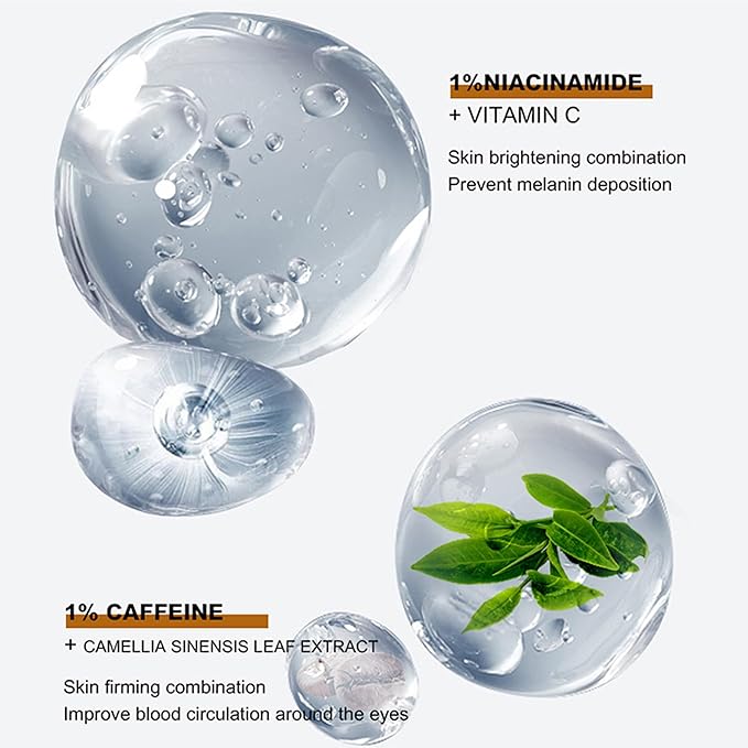 Caffeine Niacinamide Organic Carnosine Serum 1 Fl Oz / 30ml Reduce fne lines around the eyesFirming and shaping Anti-Aging,Moisturizing, Anti-Wrinkle Eye Serum - Skin Repair (Caffeine)-Velvo Beauty