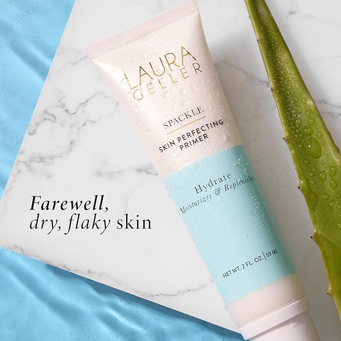 LAURA GELLER NEW YORK Laura's Must-Haves Kit 3pc: Baked Balance-n-Brighten Powder Foundation, Deep + Spackle Skin Perfecting Makeup Primer, Hydrate + Airbrush Round Kabuki Brush-Velvo Beauty