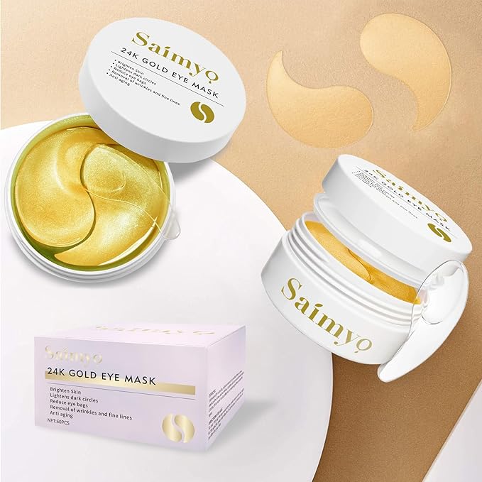 24K GOLD Eye Mask– 60 Pcs - Gold Under Eye Mask Retinol & Collagen - Puffy Eyes and Dark Circles Treatments – Look Younger and Reduce Wrinkles and Fine Lines Undereye-Velvo Beauty