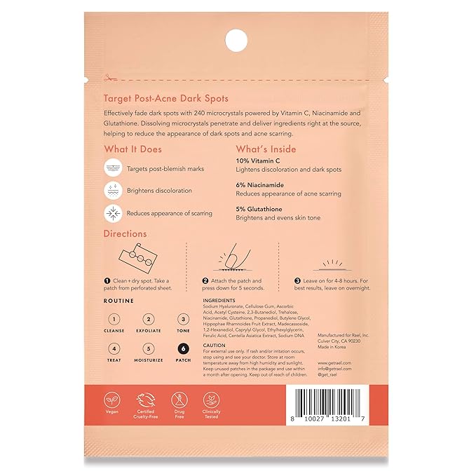 Rael Pimple Patches, Miracle Microcrystal Vitamin C Dark Spot Cover - Hydrocolloid Patch with Glutathione and Niacinamide, Treatment for Post Acne, Korean Skin Care, Vegan, Cruelty Free (9 Count)-Velvo Beauty