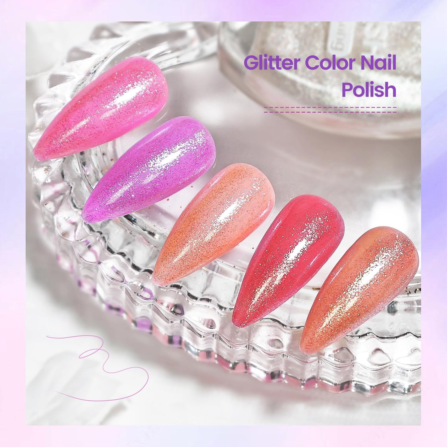 16.5ml Glitter Nail Polish, Shine Glitter Quick Dry, Natural Lustrous Enamel, Match Any Color for DIY Manicure & Pedicure-Velvo Beauty