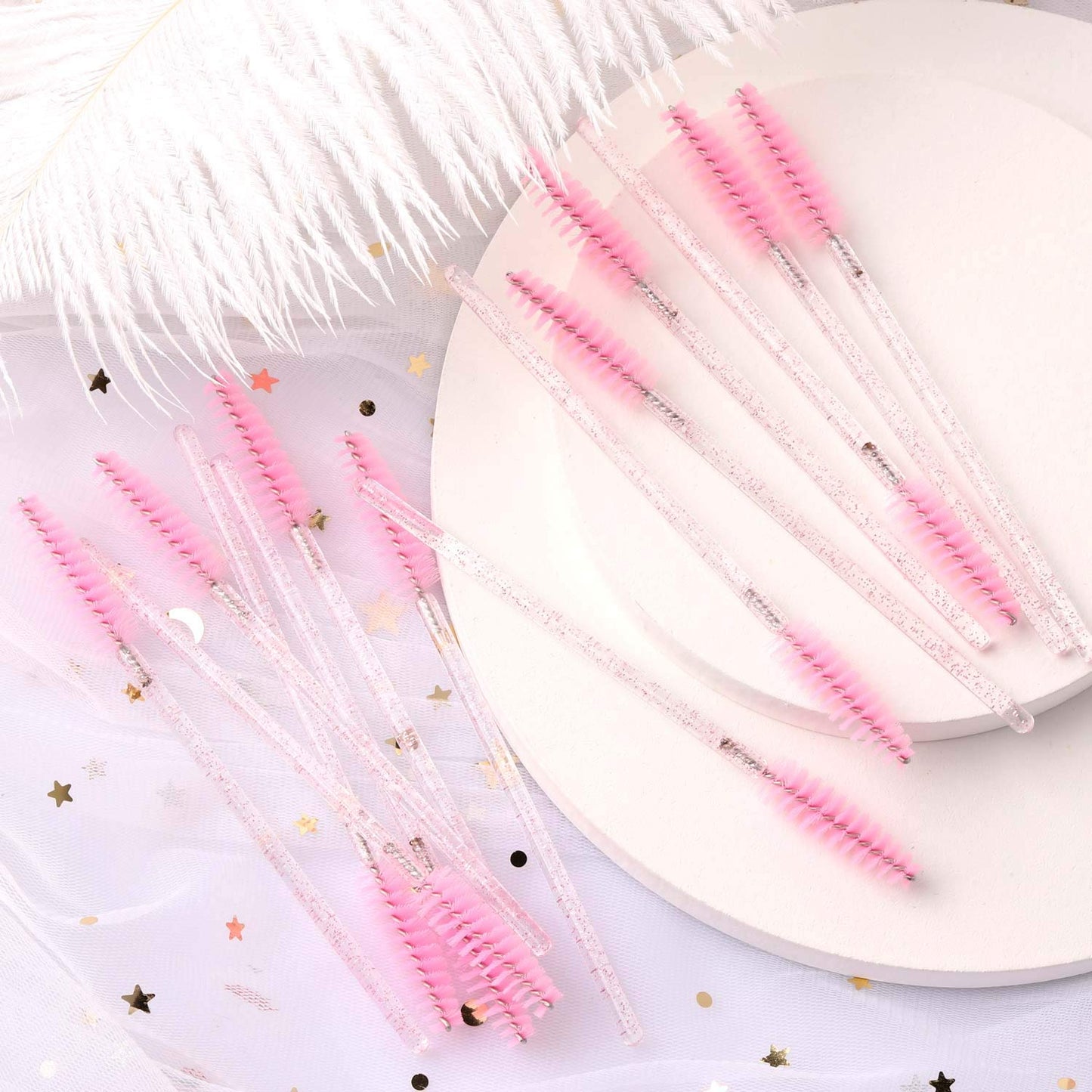 Tbestmax 2000 Disposable Mascara Wands Eyelash Brush Spoolies for Eyebrow Eye Lash Extension Pink-Velvo Beauty